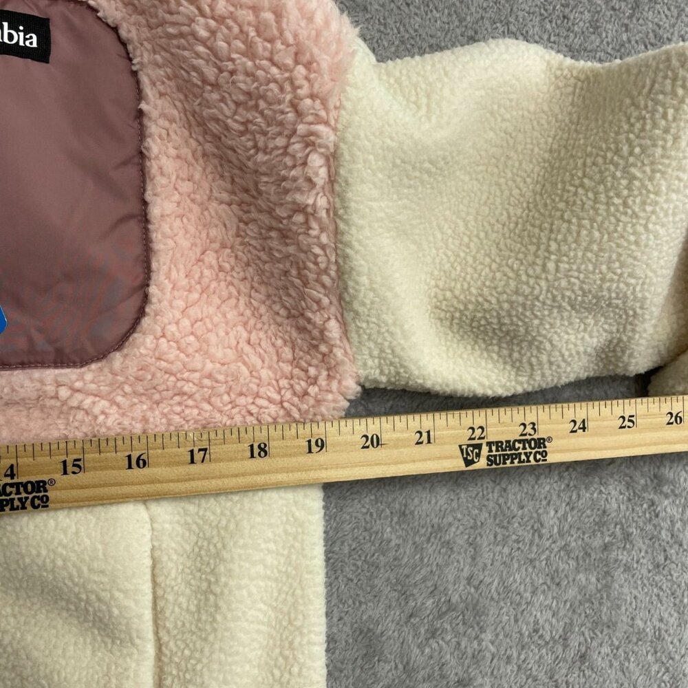Columbia Women's XS Fleece Pullover Jacket Chalk Dusty Pink Fig Relaxed M0475 - Picture 5 of 12
